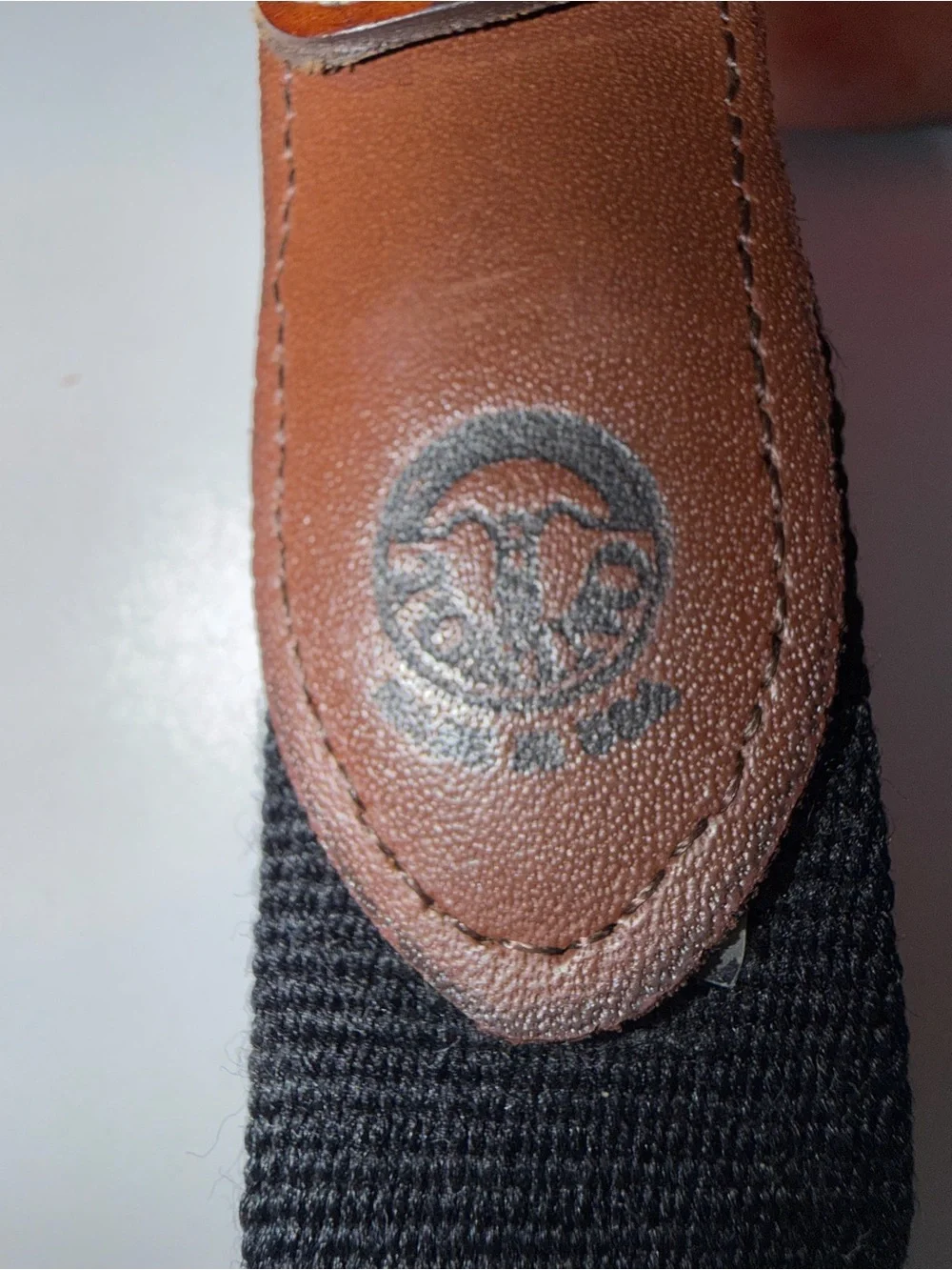Men's Tan Leather & Black Fabric Belt - Classic Casual Style